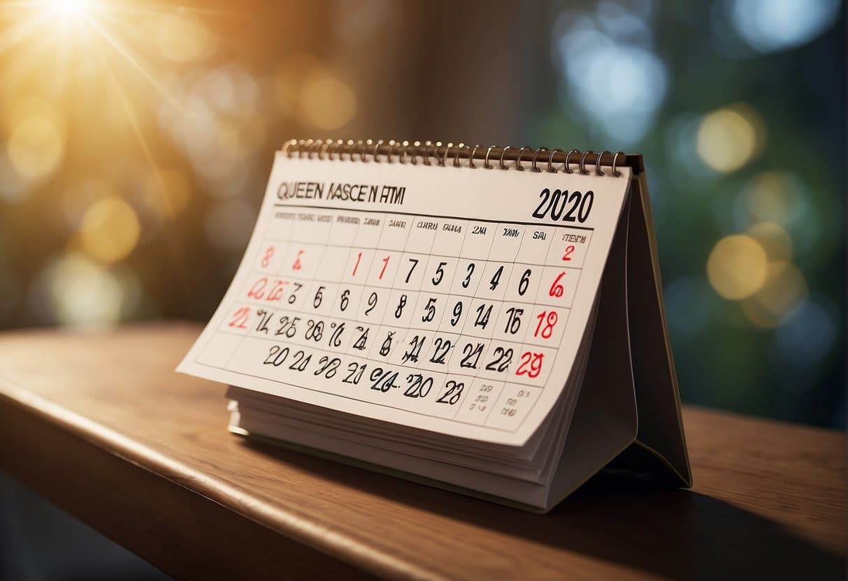 A calendar showing the year 2020 with a question written in Portuguese: "quem nasceu em 2005 tem quantos anos?"