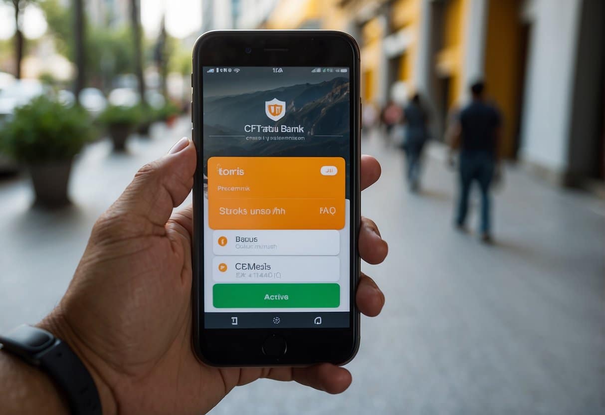 A person using a smartphone to access Itaú bank account using their CPF